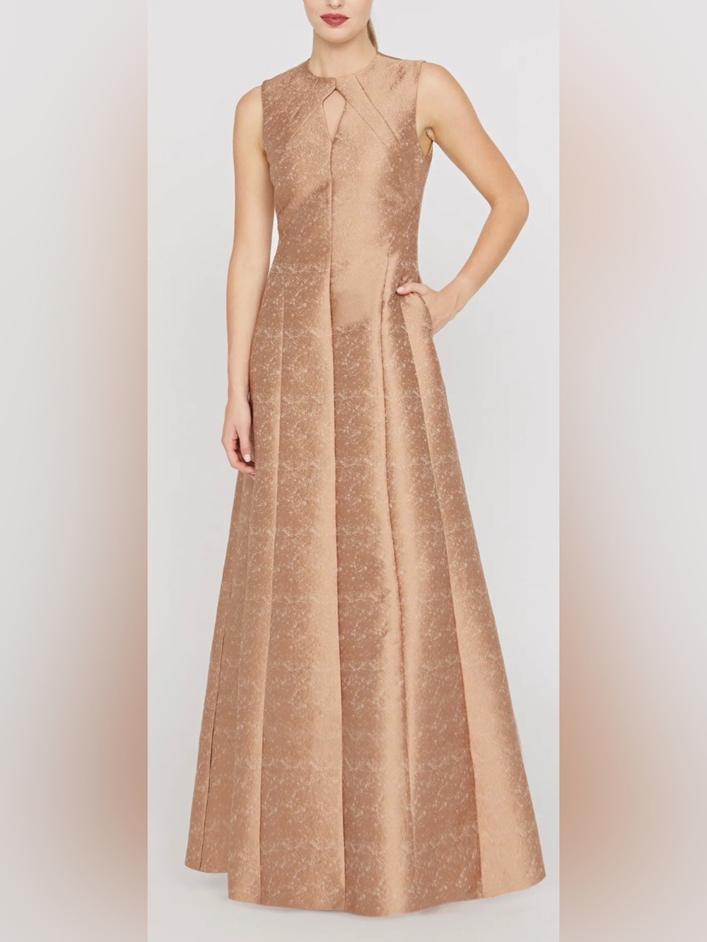 NEW Kay Unger Gabriella sleeveless keyhole Sleeveless Gold gown sz 6